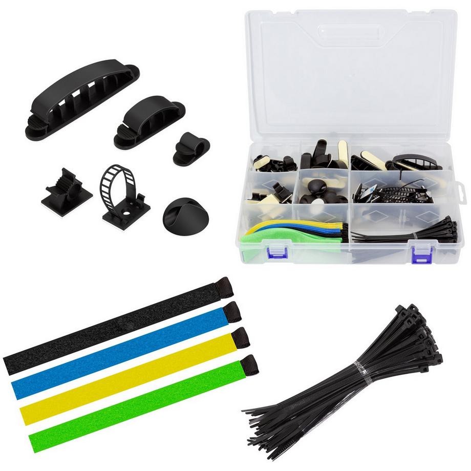 8-teiliges Kabelmanagement-Set, 128-teilig, verschiedene Farben