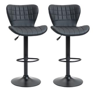 Northio Lot De 2 Tabourets De Bar, Tabourets De Comptoir, Tabourets De Bistro, Tabourets De Cuisine, Chaises Pivotantes, Dossier, Housse En Pu, Noir  