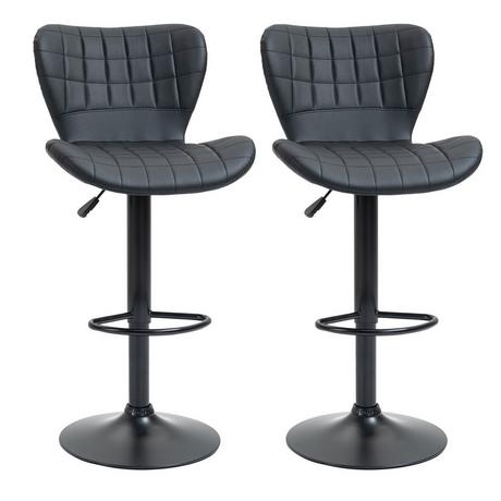 Northio Lot De 2 Tabourets De Bar, Tabourets De Comptoir, Tabourets De Bistro, Tabourets De Cuisine, Chaises Pivotantes, Dossier, Housse En Pu, Noir  