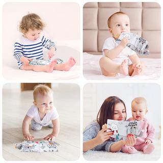 Activity-board  Livre d'images en tissu avec des animaux, livres en tissu pour le développement précoce des bébés, jouets d'apprentissage perceptif 