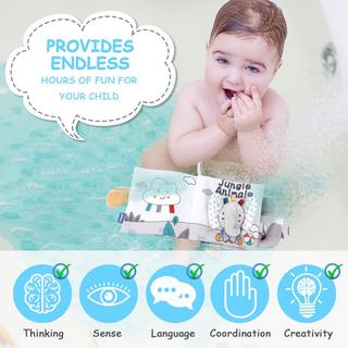 Activity-board  Livre d'images en tissu avec des animaux, livres en tissu pour le développement précoce des bébés, jouets d'apprentissage perceptif 