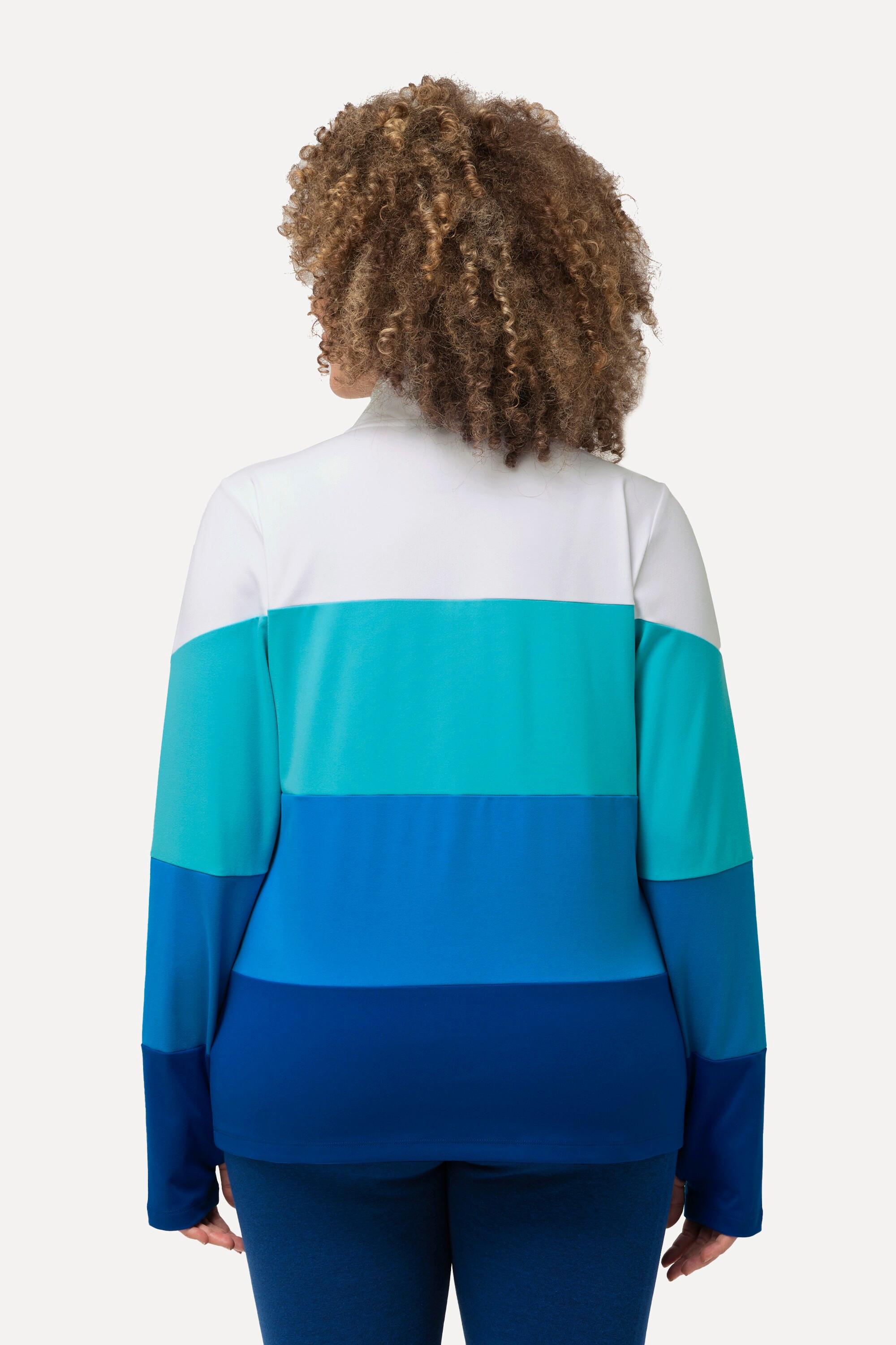 Ulla Popken  Thermoshirt, Colourblocking, Troyerkragen, Langarm 