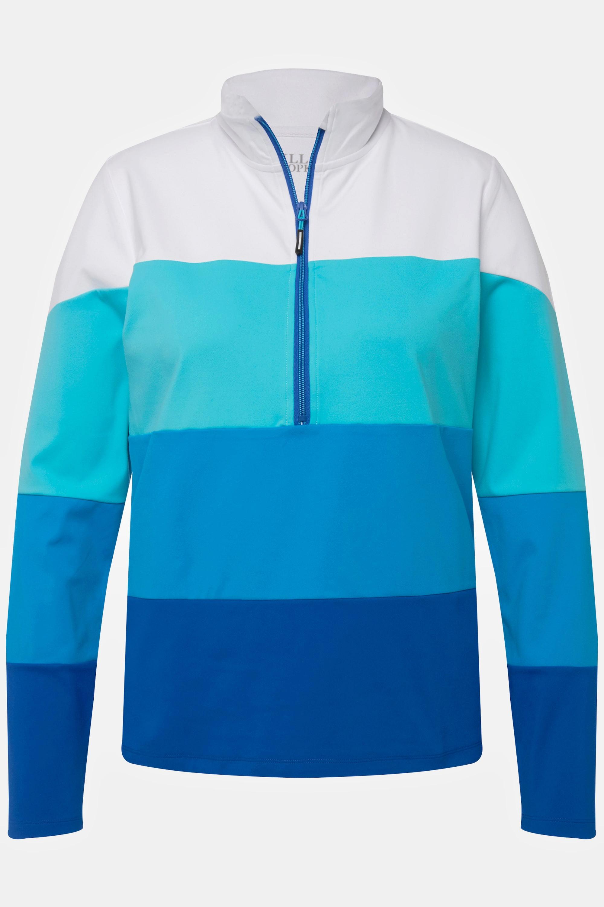 Ulla Popken  Thermoshirt, Colourblocking, Troyerkragen, Langarm 