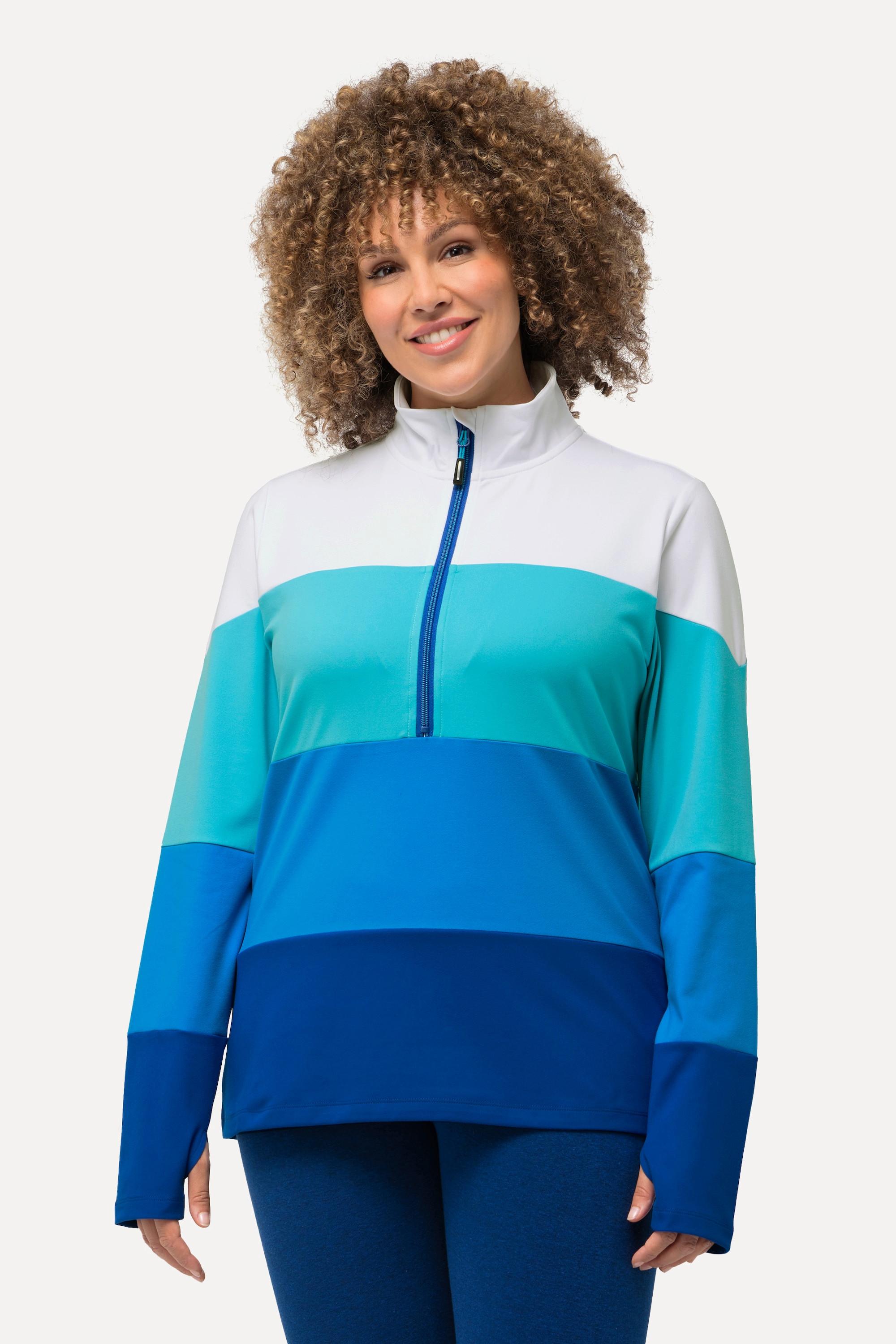 Ulla Popken  T-shirt thermique, esprit colour block - col camionneur et manches longues 