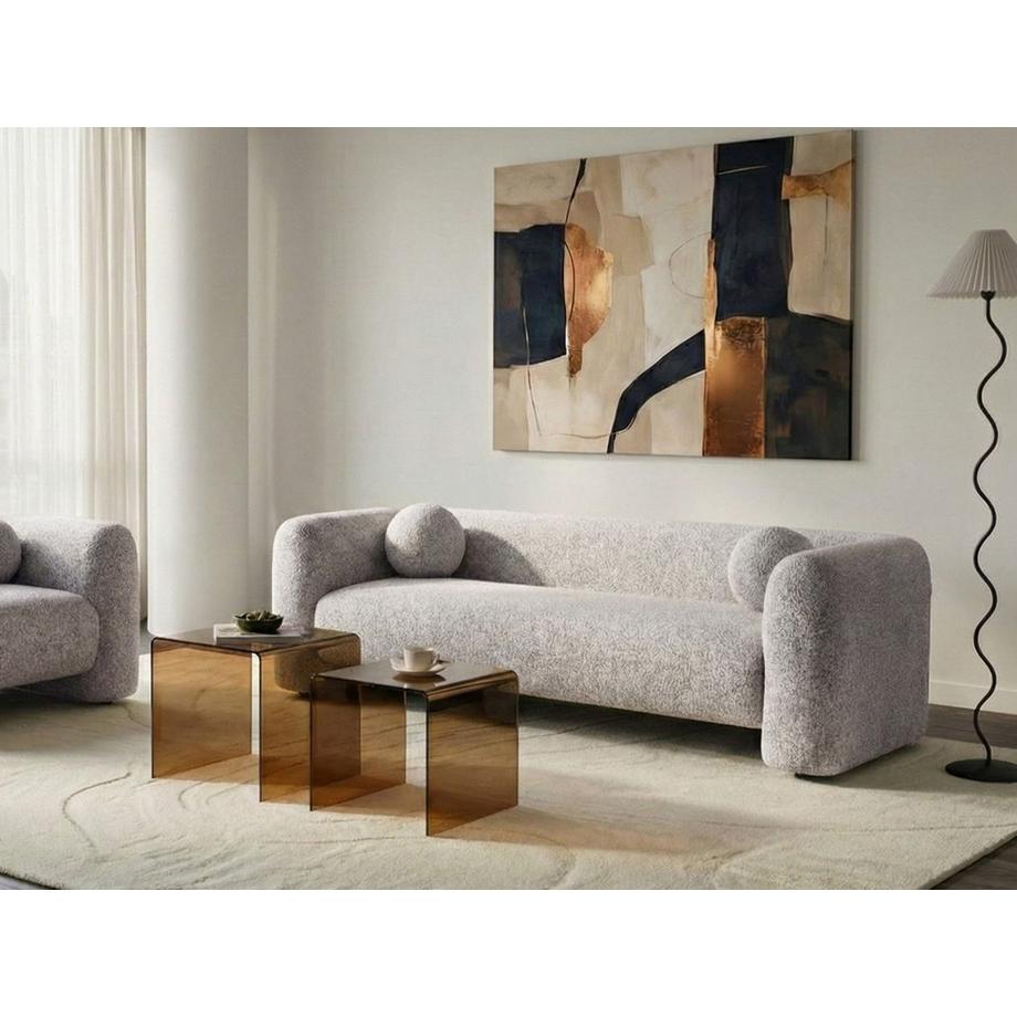 Beliani Canapé 3 places en Tissu Moderne LEIREN  