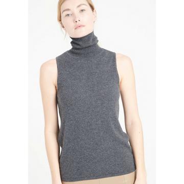 LILLY 13 Ärmelloser Rollkragenpullover - 100% Kaschmir