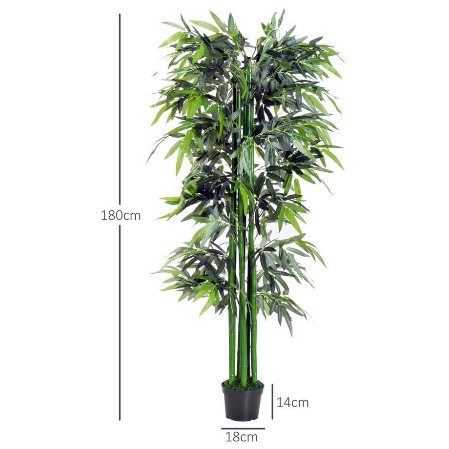 Northio Plante Artificielle 180 Cm Bambou Artificiel Avec Pot De Fleurs, Plante D'Intérieur Trompeusement Réelle, Vert  