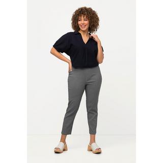 Ulla Popken  Pantalon 7/8 Sienna. Tissu bengaline hautement élastique. Imprimé à carreaux vichy. 