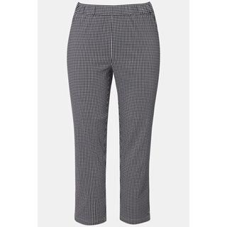 Ulla Popken  Pantalon 7/8 Sienna. Tissu bengaline hautement élastique. Imprimé à carreaux vichy. 