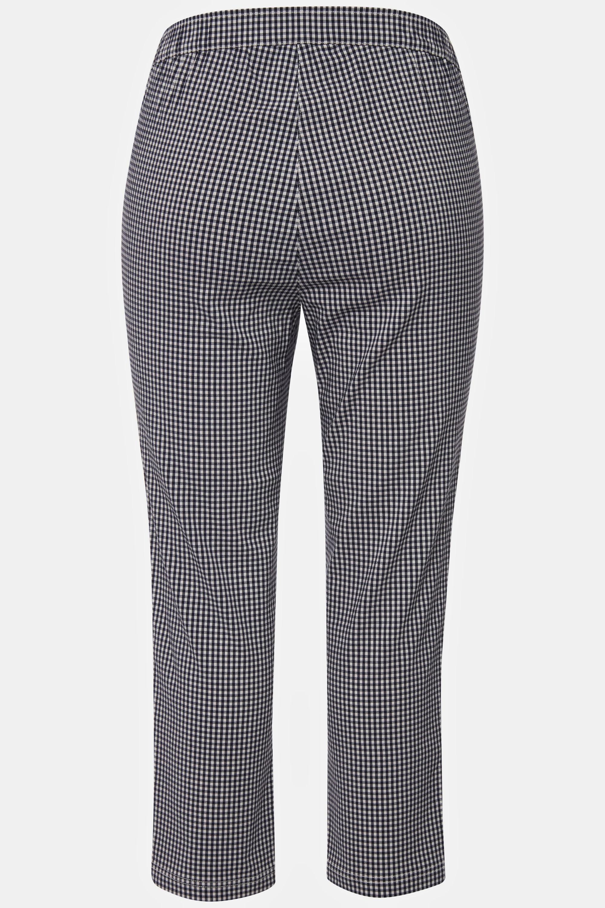 Ulla Popken  Pantalon 7/8 Sienna. Tissu bengaline hautement élastique. Imprimé à carreaux vichy. 