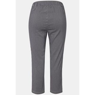 Ulla Popken  Pantalon 7/8 Sienna. Tissu bengaline hautement élastique. Imprimé à carreaux vichy. 