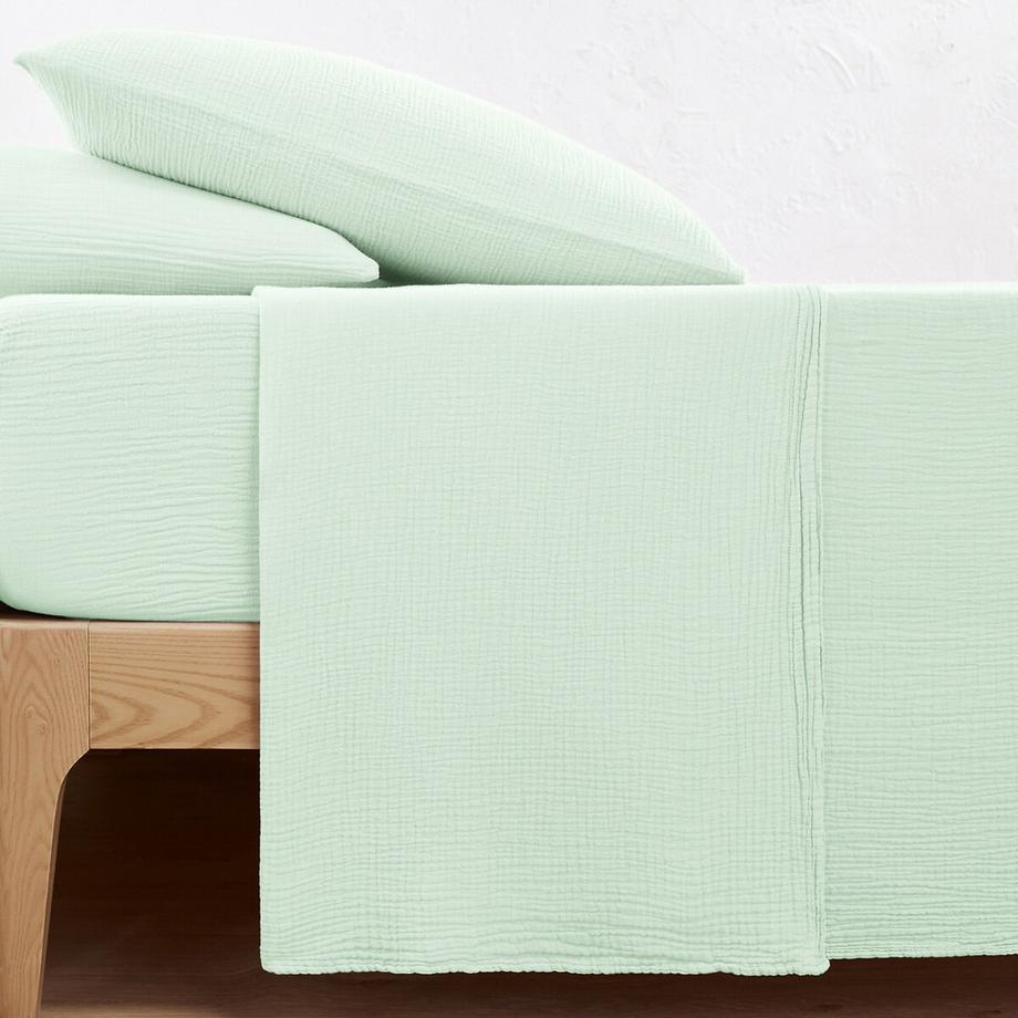 Drap plat uni gaze de coton