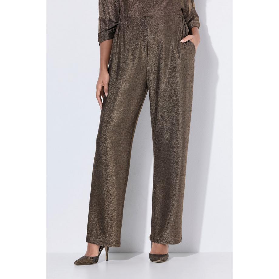 Ulla Popken Rose Pantalon Paillettes Jambes Évasées Ceinture Élastique  