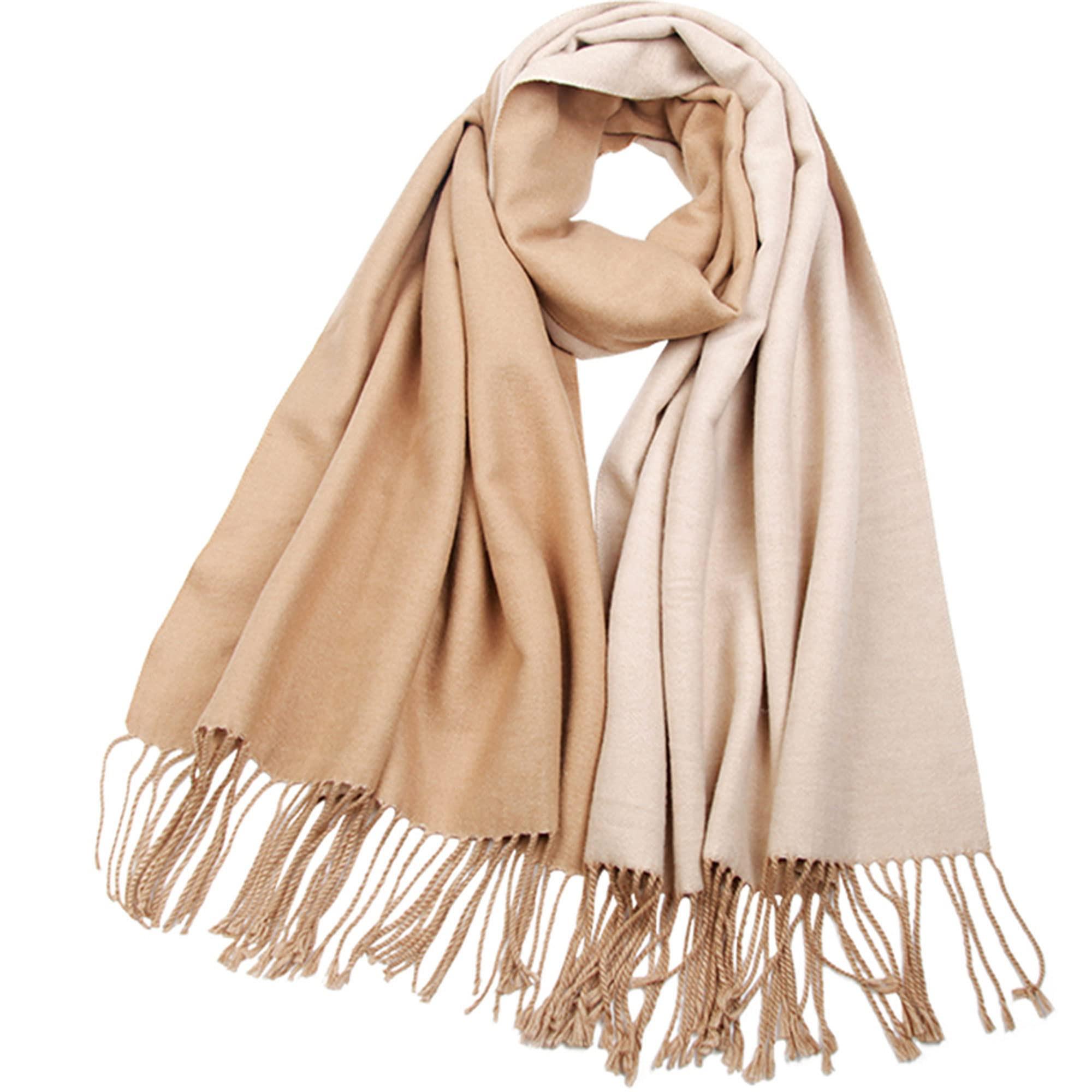 Only-bags.store  Kaschmirschal übergroß Pashmina große warme Schals wickelt 2-tone für Herbst Winter 