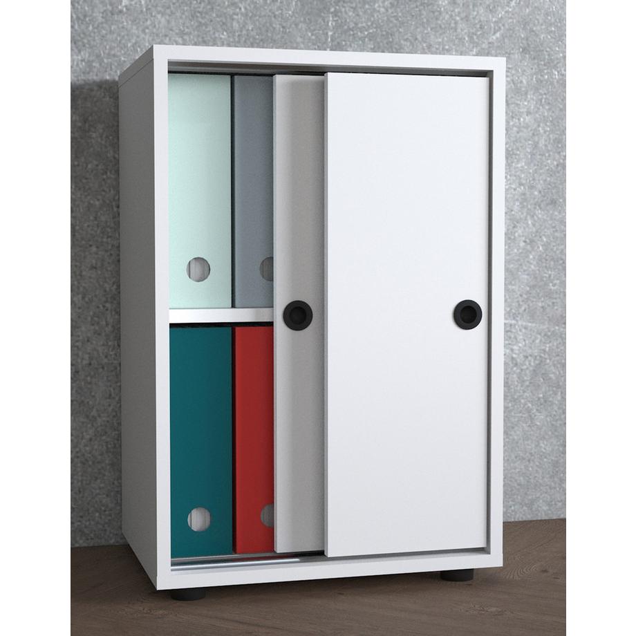 VCM Büroschrank mit 2 Fächern | moderner Aktenschrank mit Schiebetüren | Maße ca. H. 74 x B. 49 x T. 38 cm – Ulas 2-Fach  