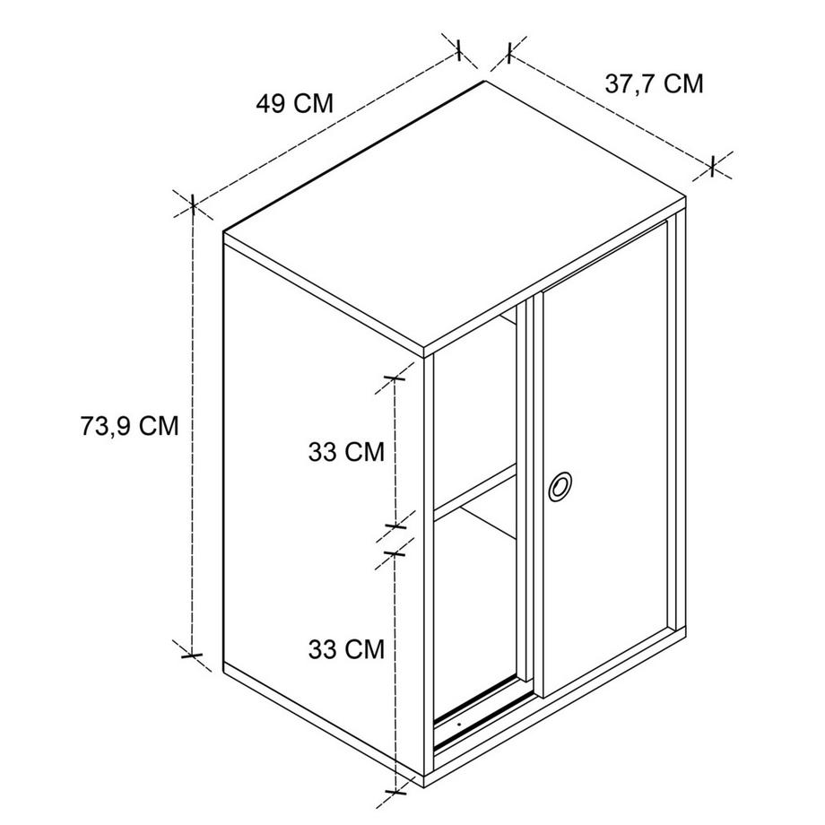 VCM Büroschrank mit 2 Fächern | moderner Aktenschrank mit Schiebetüren | Maße ca. H. 74 x B. 49 x T. 38 cm – Ulas 2-Fach  