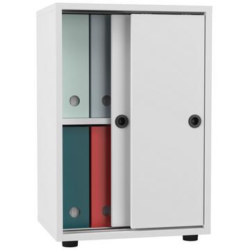 Büroschrank mit 2 Fächern | moderner Aktenschrank mit Schiebetüren | Maße ca. H. 74 x B. 49 x T. 38 cm – Ulas 2-Fach