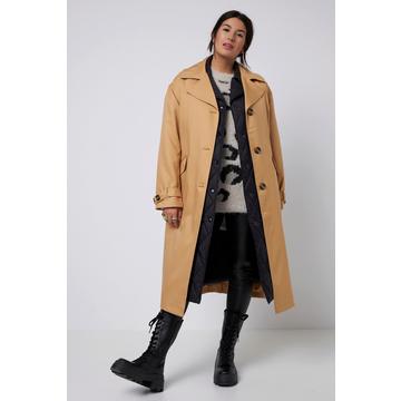 2-in-1 Trenchcoat mit Steppweste, oversized, Reverskragen, Langarm
