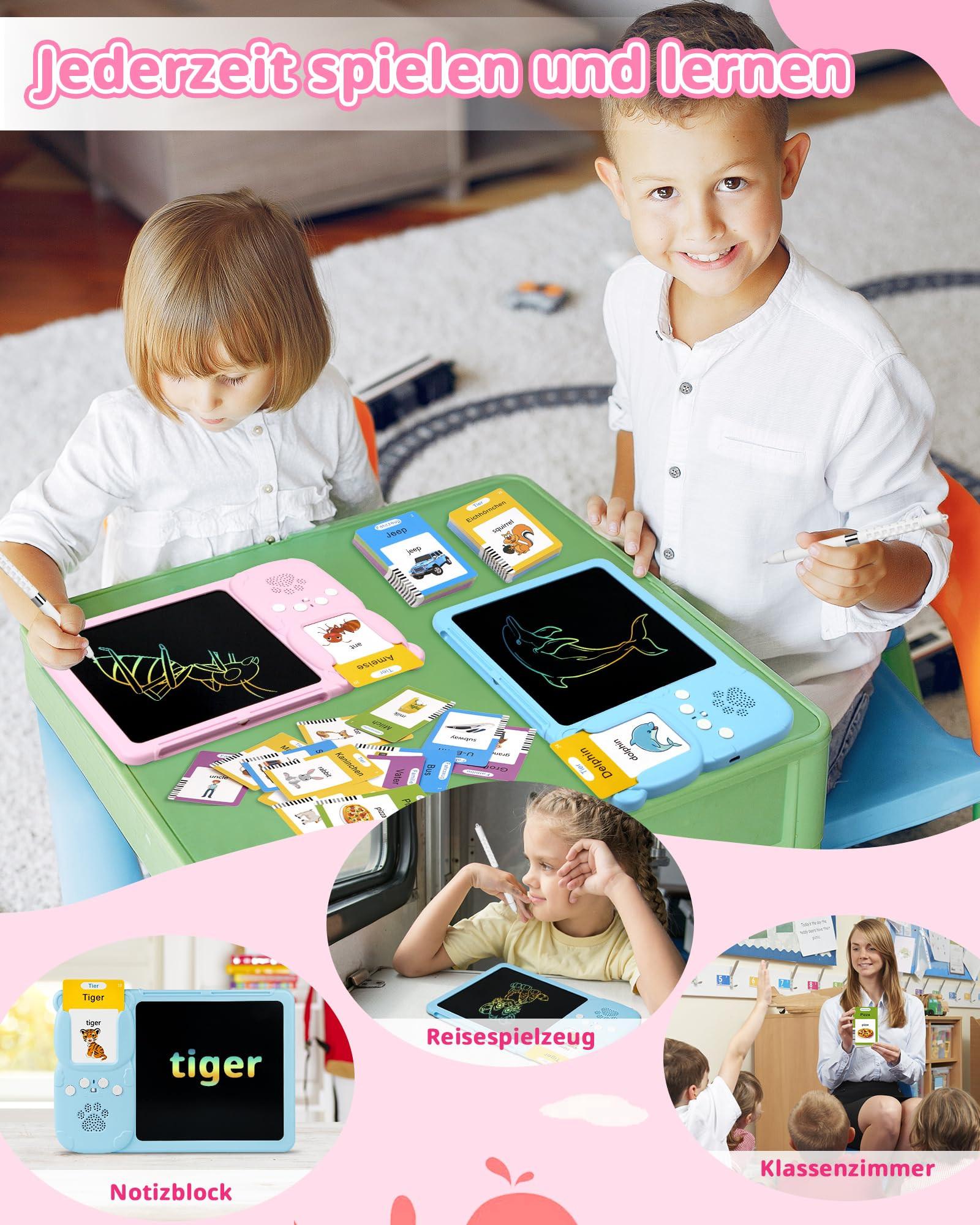 Activity-board  Lernspielzeug, Deutsch und Englisch lernen für Kinder, 510 Wörter sprechende Lernkarten mit LCD-Schreibtafel 