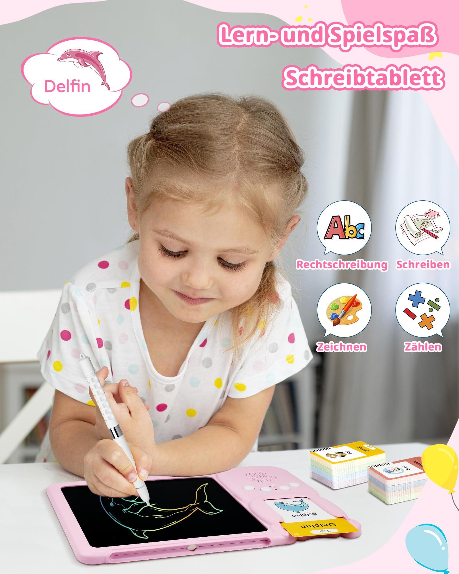 Activity-board  Lernspielzeug, Deutsch und Englisch lernen für Kinder, 510 Wörter sprechende Lernkarten mit LCD-Schreibtafel 