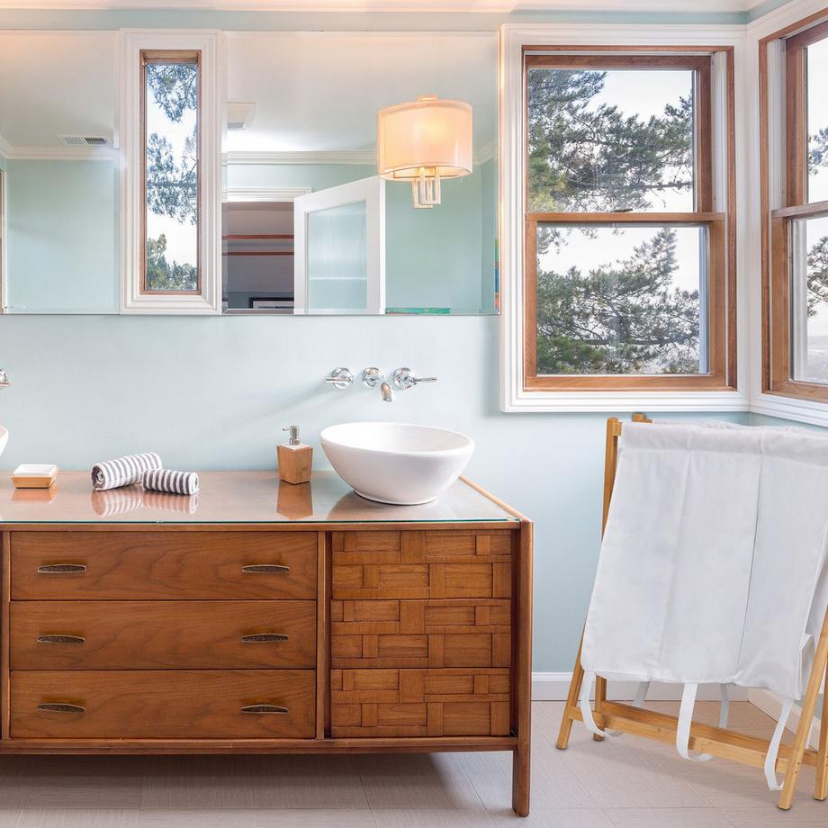 B2X Cesto portabiancheria pieghevole con 3 scomparti  