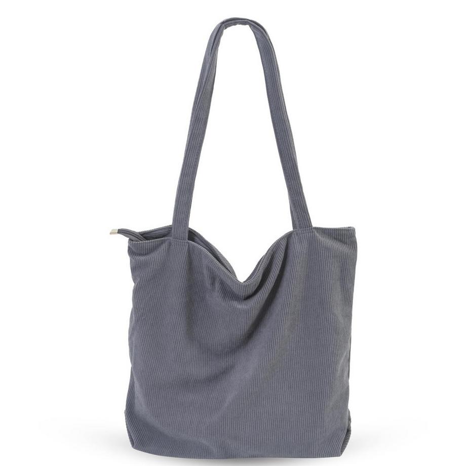 Cordtasche Umhängetasche mit Reißverschluss, Bulk Shopper Tasche Einkaufstasche