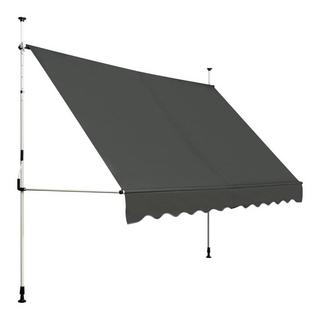 Northix Tenda da sole con morsetto larga 350 cm senza foratura, tenda da balcone resistente ai raggi UV, tenda da sole regolabile in altezza, grigio  