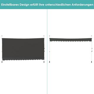 Northix Tenda da sole con morsetto larga 350 cm senza foratura, tenda da balcone resistente ai raggi UV, tenda da sole regolabile in altezza, grigio  