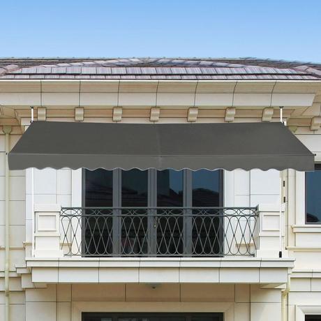 Northix Tenda da sole con morsetto larga 350 cm senza foratura, tenda da balcone resistente ai raggi UV, tenda da sole regolabile in altezza, grigio  