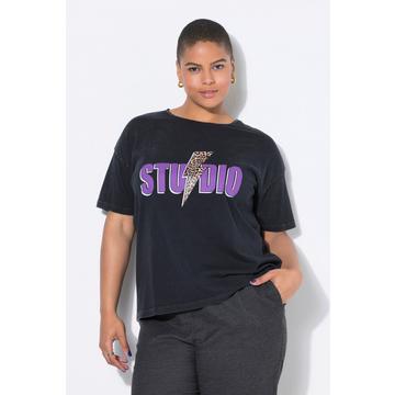 T-shirt oversize. Manches courtes. Motif éclair léopard