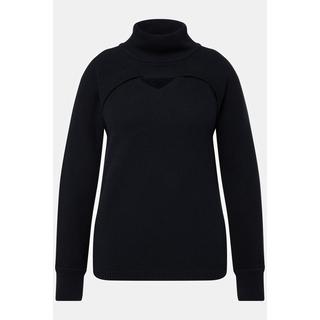 Ulla Popken Maglia 2-in-1 a costine scollo a V  