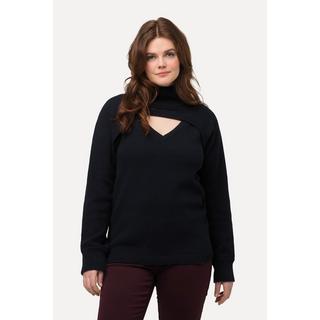 Ulla Popken Maglia 2-in-1 a costine scollo a V  