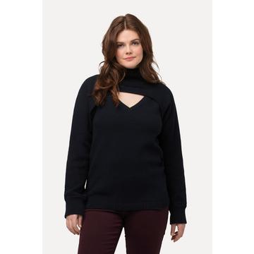 Maglia 2-in-1 in maglia a costine di cotone biologico con scollo a V