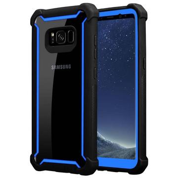 Housse compatible avec Samsung Galaxy S8 - Coque de protection 2 en 1 avec bord en silicone TPU et dos en verre acrylique