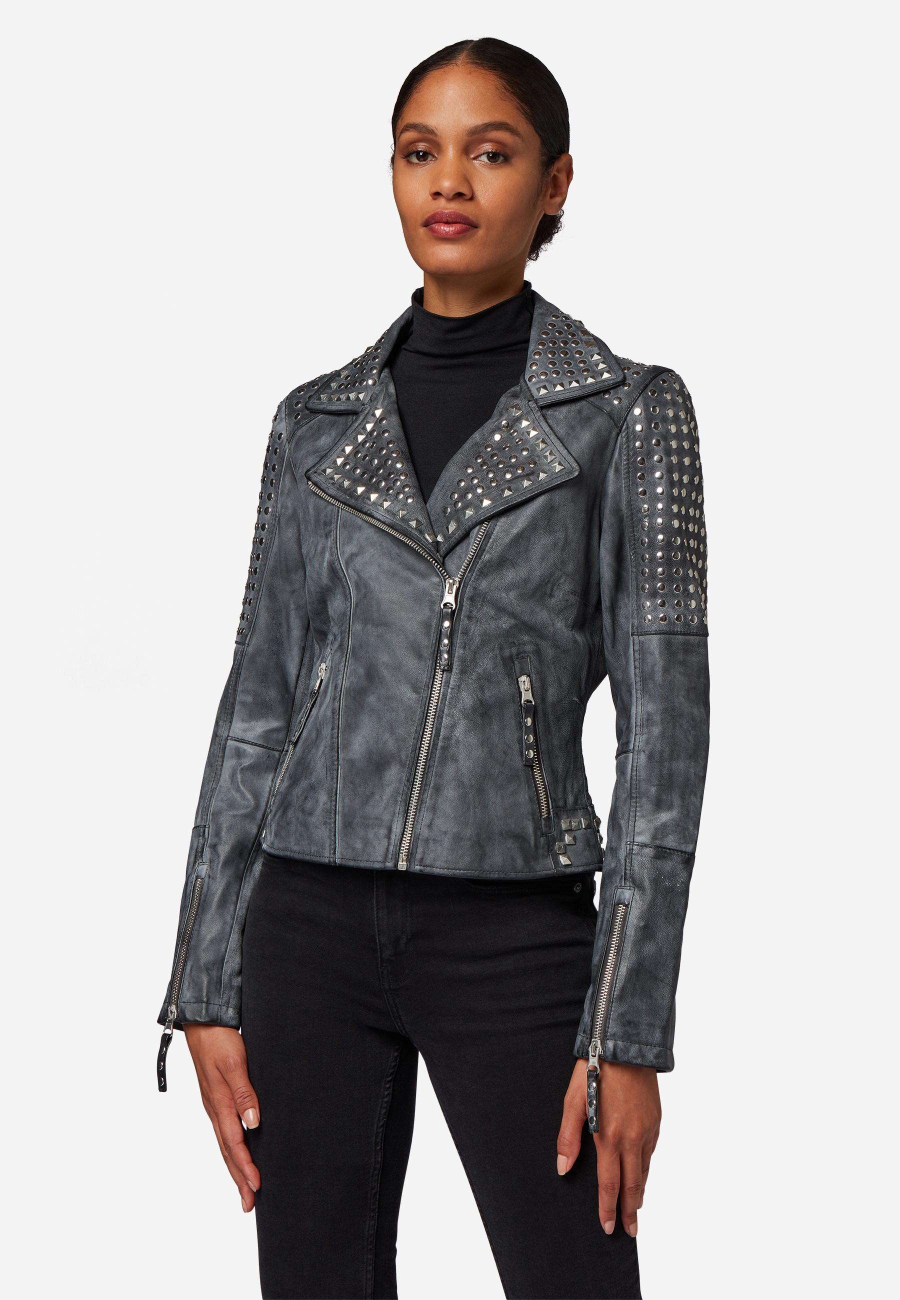 RICANO  Veste en cuir  Studd, biker avec clous 