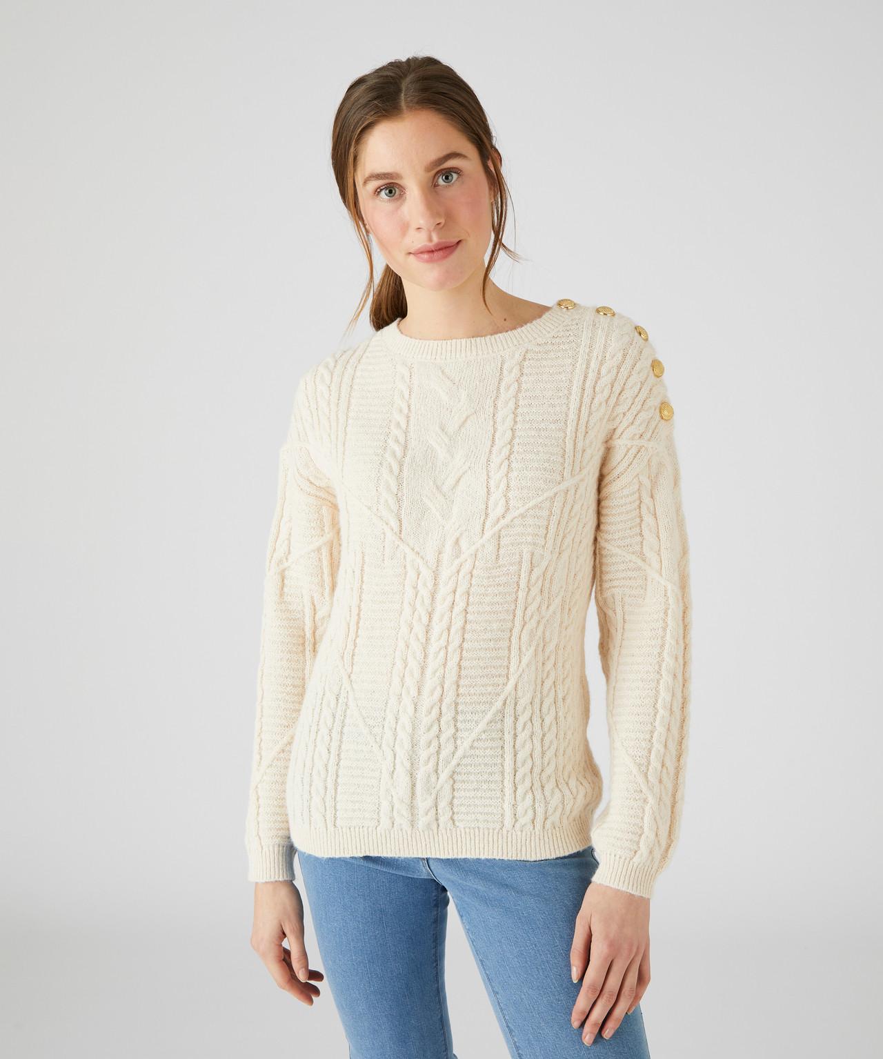 Damart  Zopfmusterpullover mit Knöpfen, Thermolactyl. 