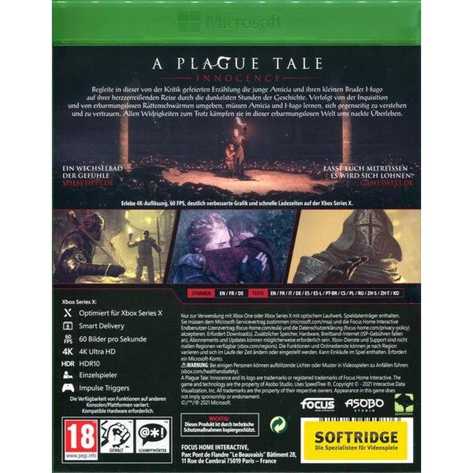 GAME  A Plague Tale: Innocence Standard Englisch, Deutsch Xbox Series X 