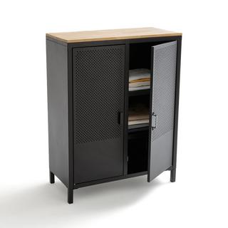 La Redoute Intérieurs Armoire basse 2 portes métal acier et chêne Agama  