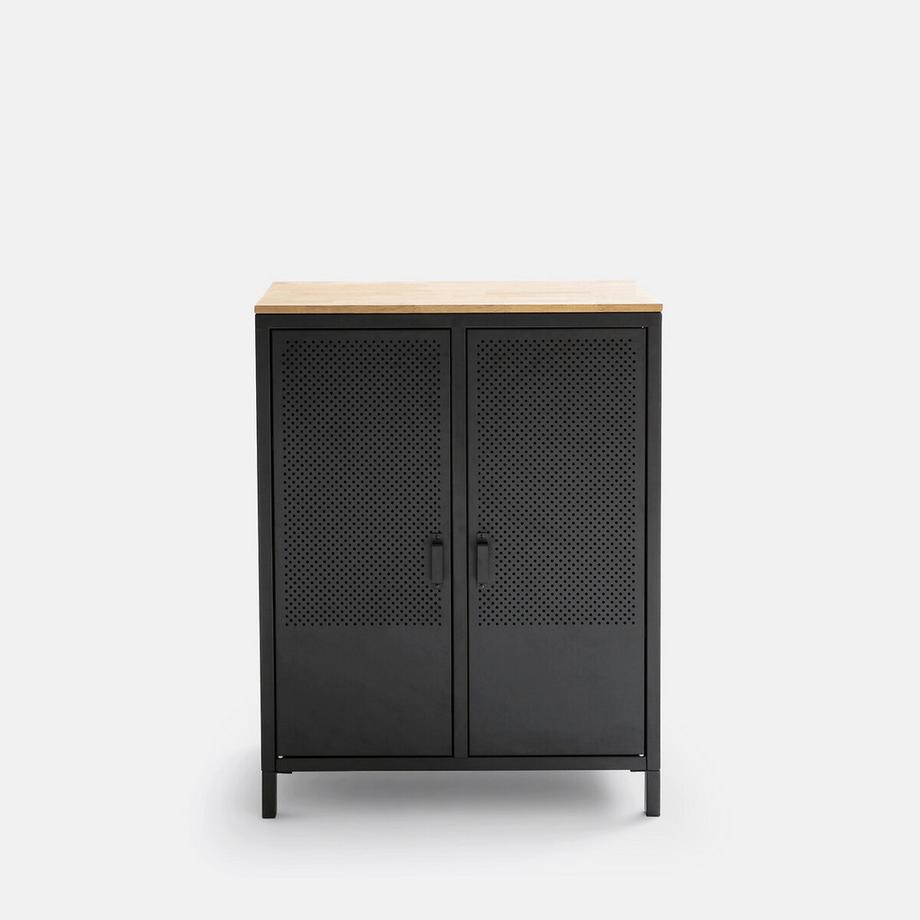 La Redoute Intérieurs Armoire basse 2 portes métal acier et chêne Agama  