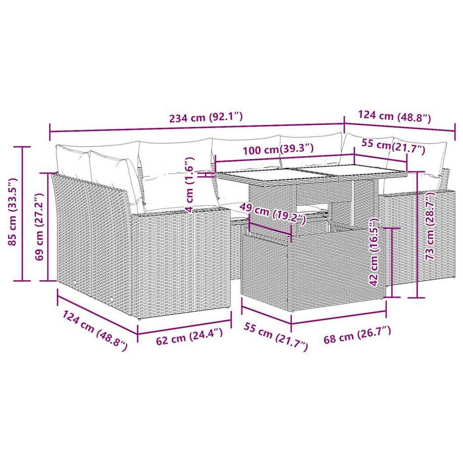 VidaXL Ensemble de canapés de jardin rotin synthétique  
