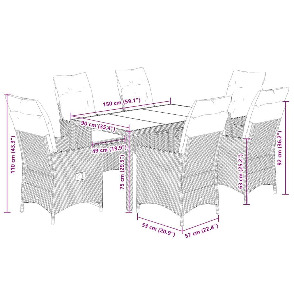 VidaXL Ensemble de salle à manger de jardin rotin synthétique  