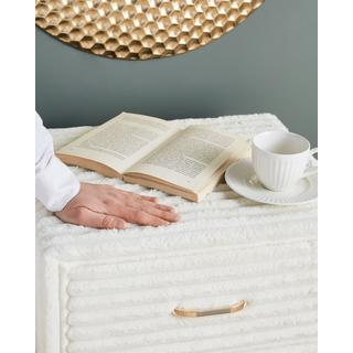 Beliani Table de nuit à 1 tiroir en Velours côtelé Glamour FLAYAT  