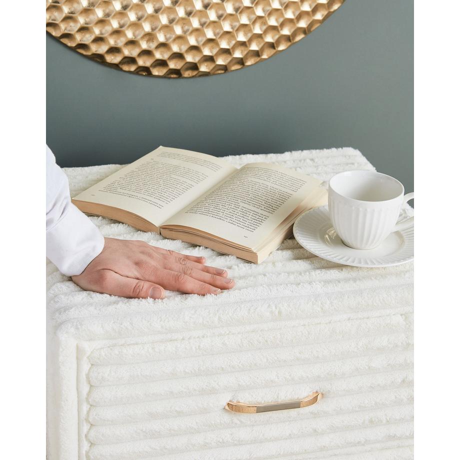 Beliani Comodino 1 cassetto en Velluto a coste Glamour FLAYAT  