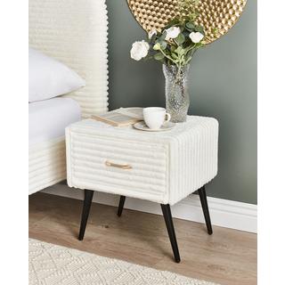 Beliani Table de nuit à 1 tiroir en Velours côtelé Glamour FLAYAT  