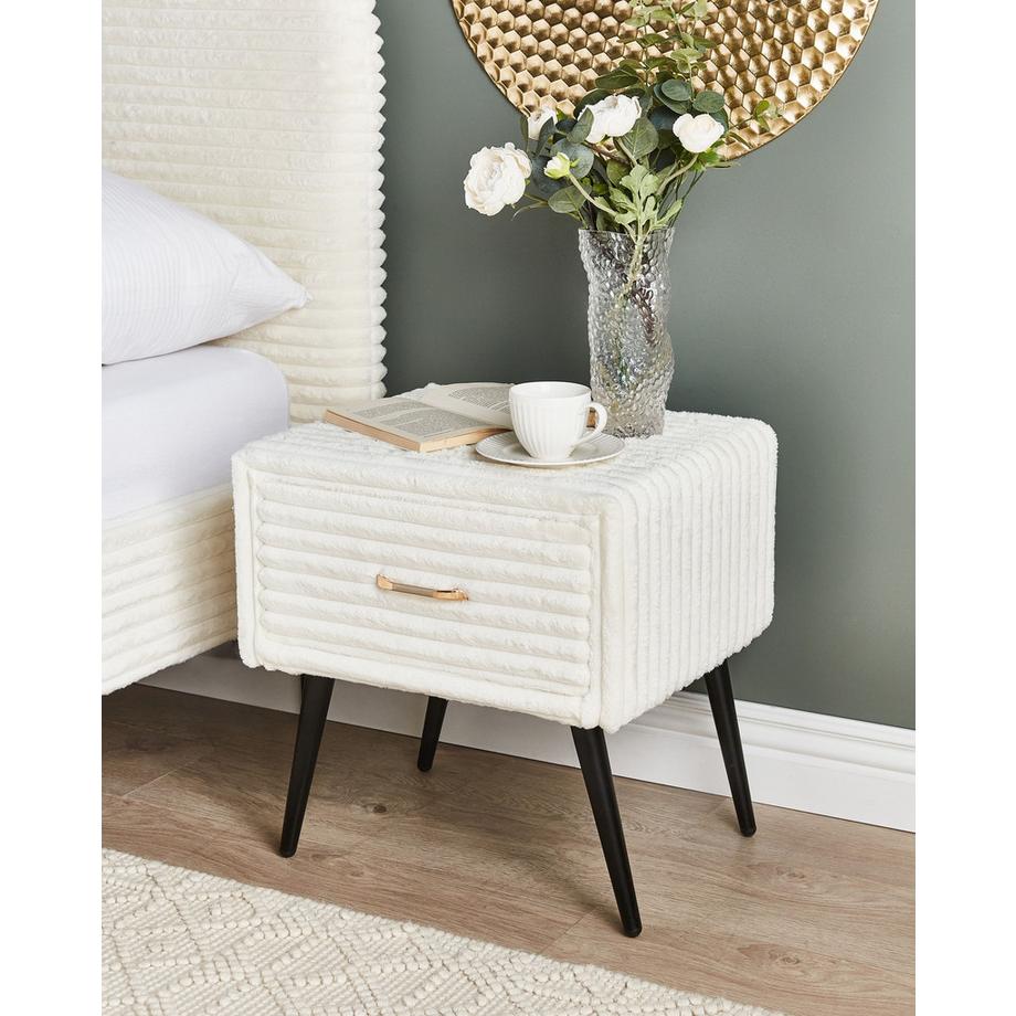 Beliani Comodino 1 cassetto en Velluto a coste Glamour FLAYAT  