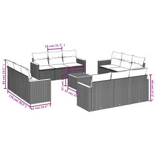 VidaXL Ensemble de canapés de jardin rotin synthétique  