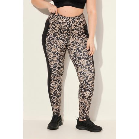 Ulla Popken  Legging de sport, matière recyclée séchant rapidement, motif léopard 