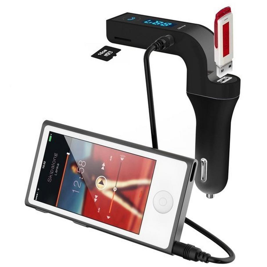 eStore  Trasmettitore FM con vivavoce Bluetooth 4 in 1 