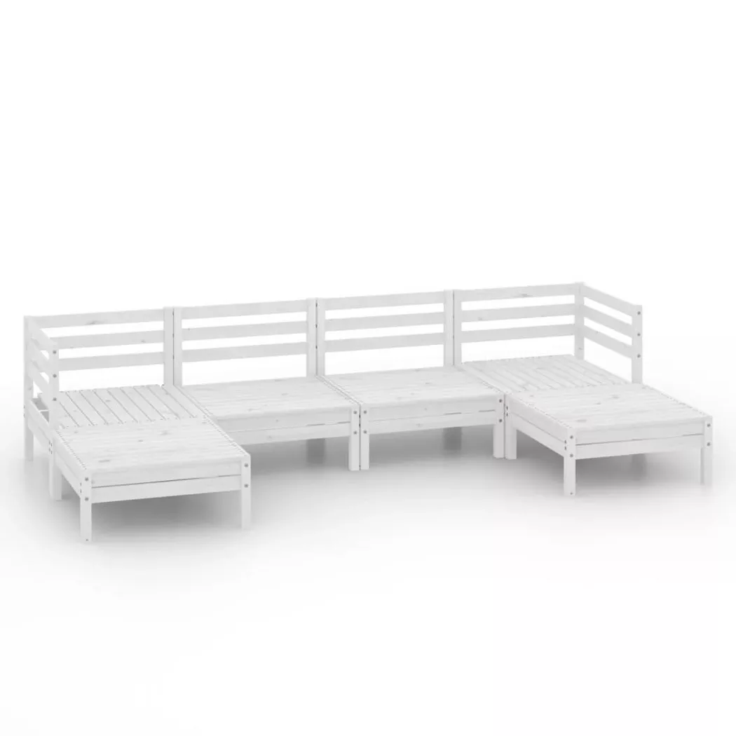 vidaXL Salon de jardin 6 pcs Blanc Bois de pin massif