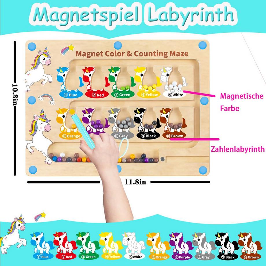 Activity-board  Motorikspielzeug Magnetspiel Labyrinth Farben lernen Sortierspiel 